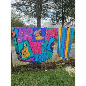 Vintage Disney Pocahontas Twin Sheet Set Fitted Flat 90s Made in USA Colorful